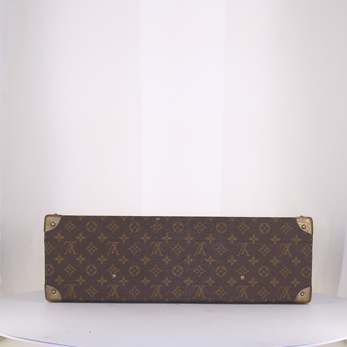 Valise Louis Vuitton Zephyr 50 en toile monogram marron et cuir naturel - Detail D5