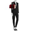 Yves Saint Laurent Chyc large model handbag in red jersey and white leather - Detail D1 thumbnail