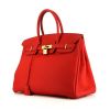 Hermes Birkin 35 cm handbag in red leather taurillon clémence - 00pp thumbnail