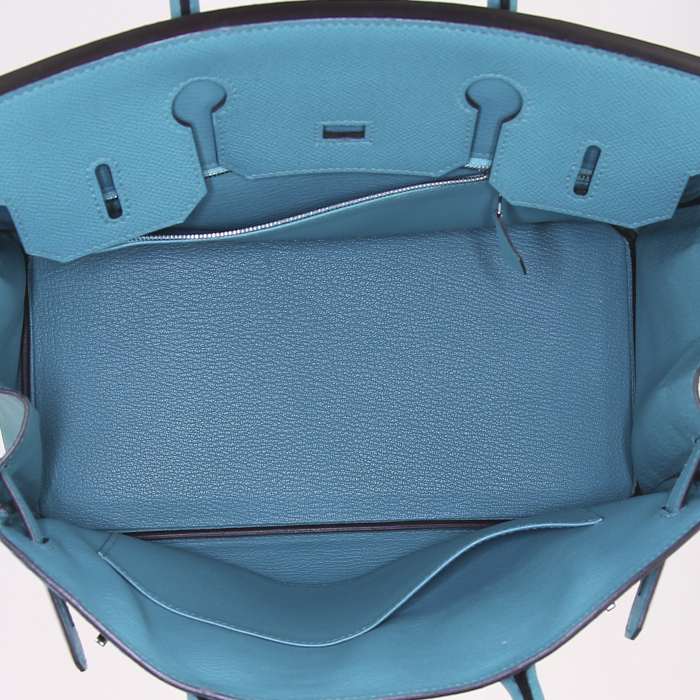 Bolso de mano Hermes Birkin 30 cm en cuero epsom Bleu Atoll - Detail D2