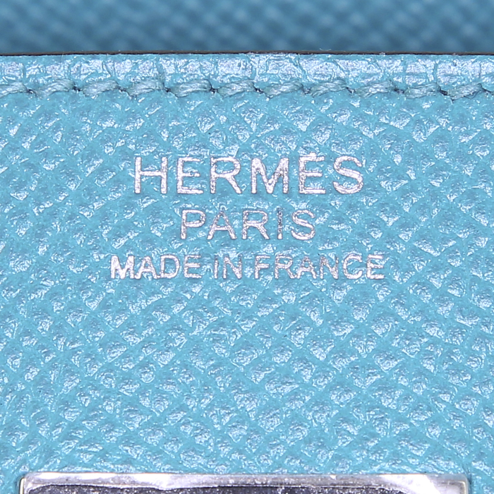 Borsa Hermes Birkin 30 cm in pelle Epsom Bleu Atoll - Detail D3
