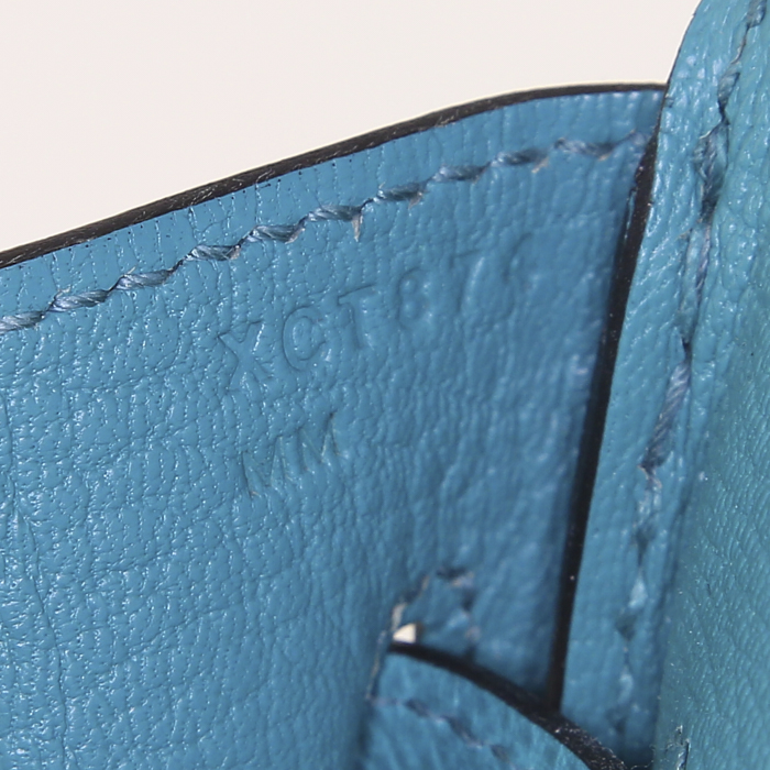 Borsa Hermes Birkin 30 cm in pelle Epsom Bleu Atoll - Detail D4