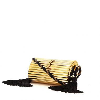 Borsa a tracolla Saint Laurent Opyum Box in metallo dorato