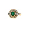 Vintage ring in yellow gold,  diamonds and emerald - 00pp thumbnail