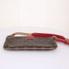 Louis Vuitton Pochette accessoires pouch in brown monogram canvas and red leather - Detail D4 thumbnail