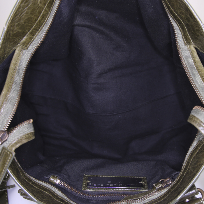 Borsa Balenciaga Classic City in pelle verde kaki - Detail D3