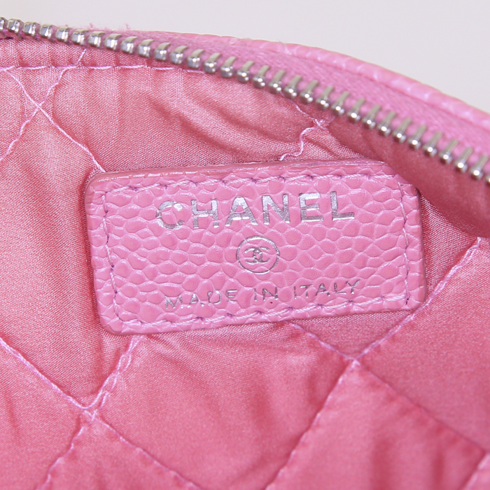 Pochette Chanel in pelle martellata e trapuntata rosa - Detail D3