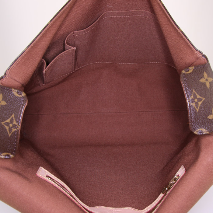 Louis Vuitton Abbesses messenger bag in brown monogram canvas and natural leather - Detail D2