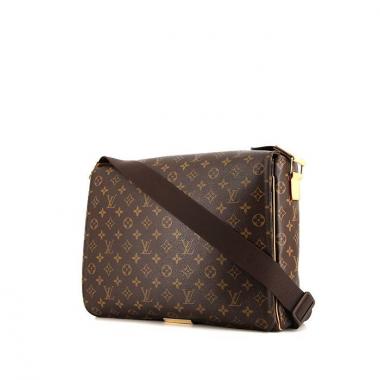 Sac besace Louis Vuitton Abbesses en toile monogram enduite marron et cuir naturel