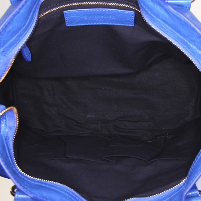Balenciaga Classic City handbag in blue leather - Detail D3