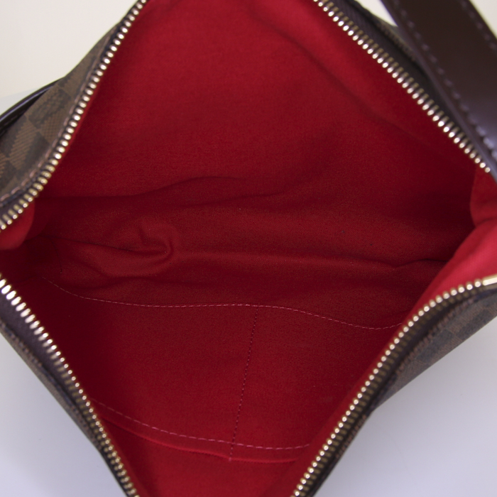 Bolso bandolera Louis Vuitton Bloomsbury en lona a cuadros ébano y cuero marrón - Detail D2