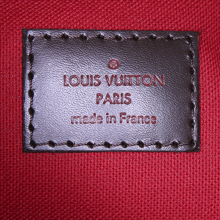 Borsa a tracolla Louis Vuitton Bloomsbury in tela a scacchi ebana e pelle marrone - Detail D3