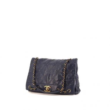 Bolso para llevar al hombro o en la mano Chanel Petit Shopping en cuero acolchado azul