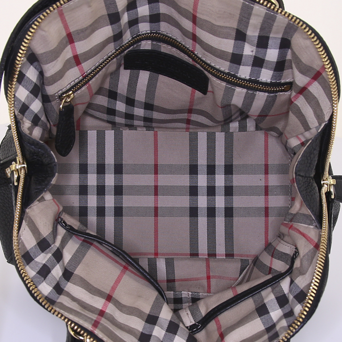 Borsa Burberry Greenwood in pelle martellata nera - Detail D3