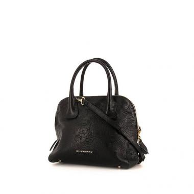 Sac à main Burberry Greenwood en cuir grainé noir