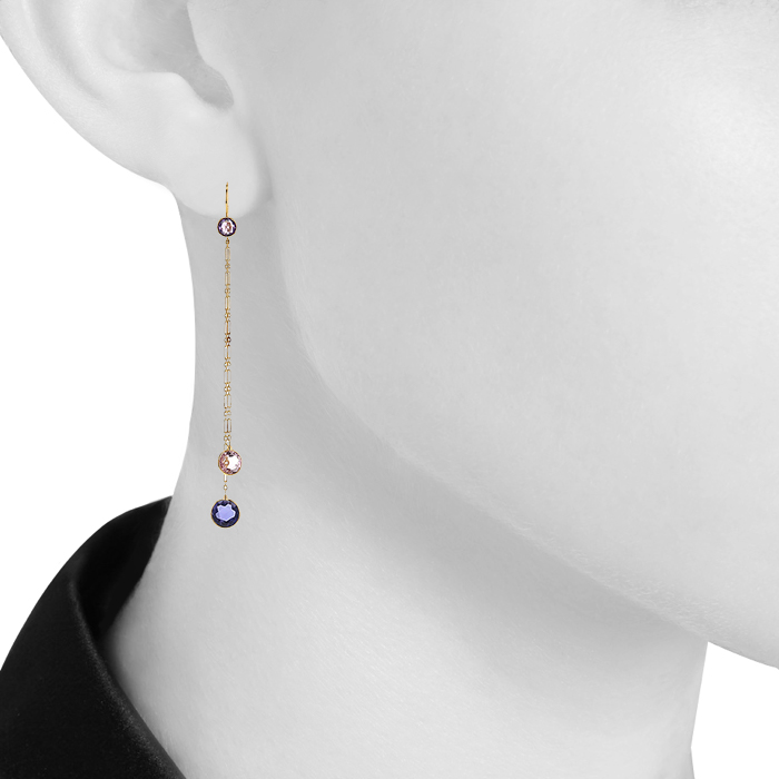 Paire de pendants d'oreilles Dior Mimioui en or jaune et pierres ornementales
