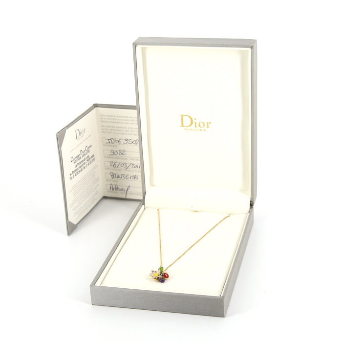 Collier Dior Jardin de Milly-la-Forêt en or jaune,  émail et diamants et en améthyste