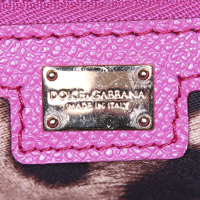 Bolso Cabás Dolce & Gabbana Sicily en cuero granulado rosa - Detail D3