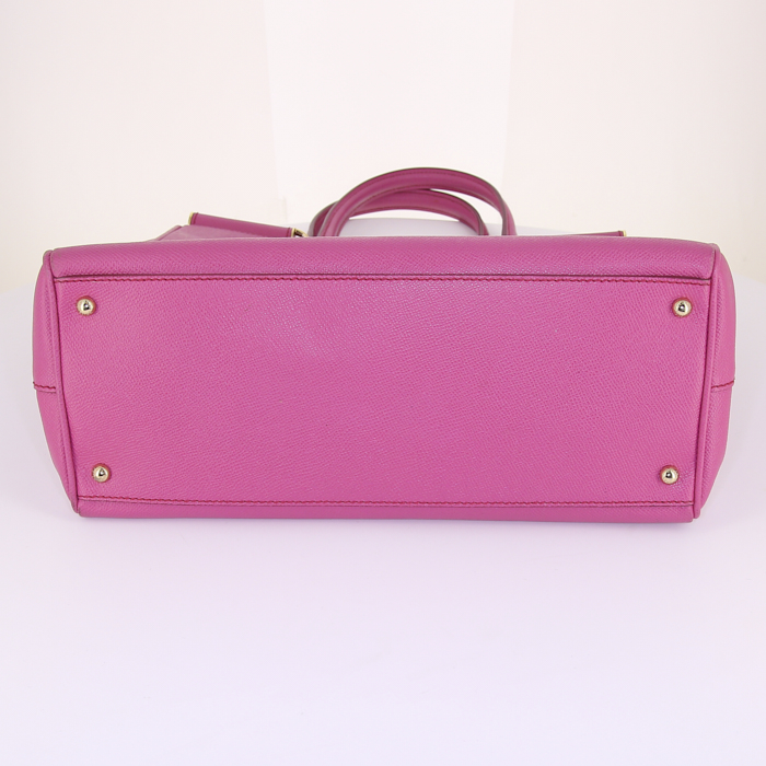 Sac cabas Dolce & Gabbana Sicily en cuir grainé rose - Detail D4