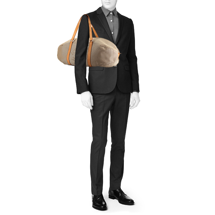 Sac de voyage Louis Vuitton Geant Attaquant en toile grise et cuir naturel - Detail D1