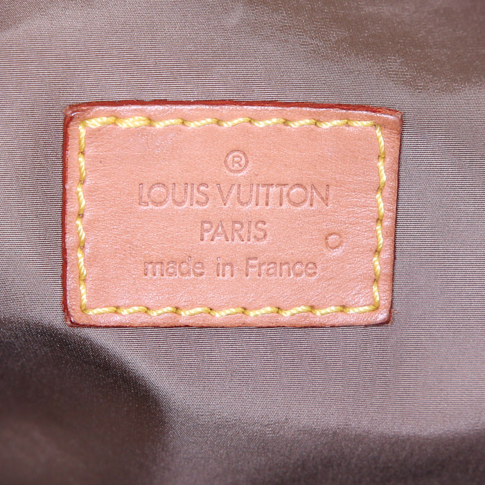 Bolsa de viaje Louis Vuitton Geant Attaquant en lona gris y cuero natural - Detail D3