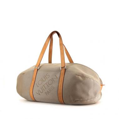 Borsa da viaggio Louis Vuitton Geant Attaquant in tela grigia e pelle naturale