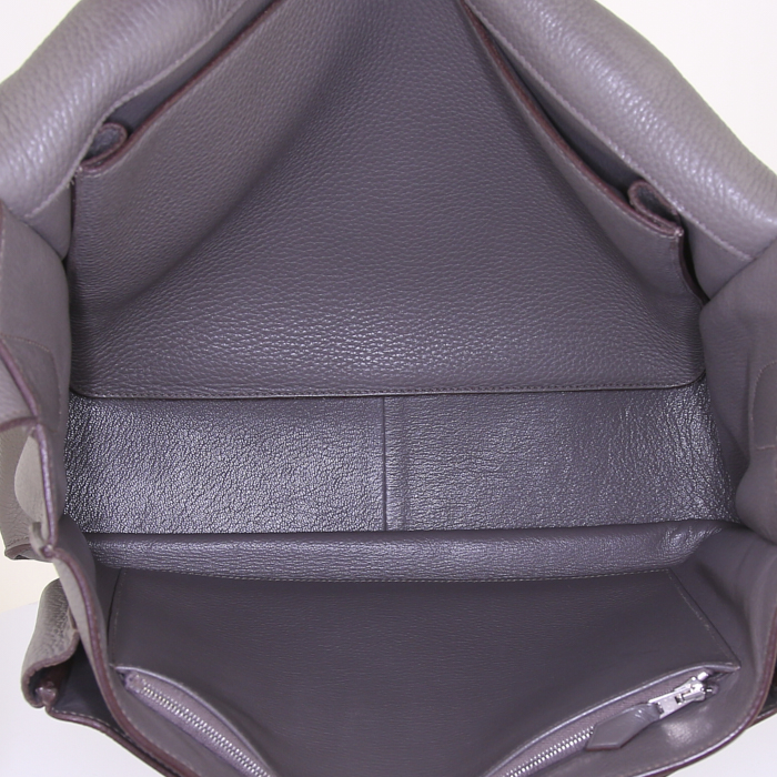 Borsa a tracolla Hermès Steve in pelle grigia - Detail D2