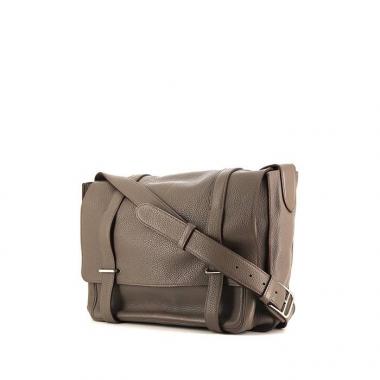 Borsa a tracolla Hermès Steve in pelle grigia