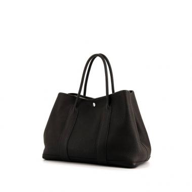 Sac cabas Hermes Garden en cuir marron-chocolat