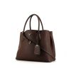 Prada Double shopping bag in brown grained leather - 00pp thumbnail
