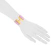 Bracelet ouvrant Hermes Clic Clac taille XL en plaqué or et émail rose - Detail D1 thumbnail