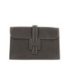 Hermes Jige pouch in grey Graphite box leather - 360 thumbnail