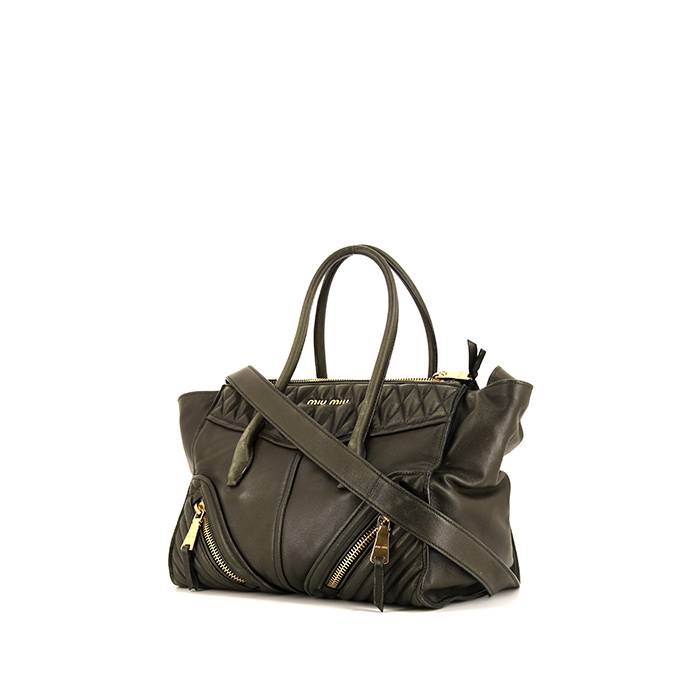 Miu Miu handbag in khaki leather - 00pp
