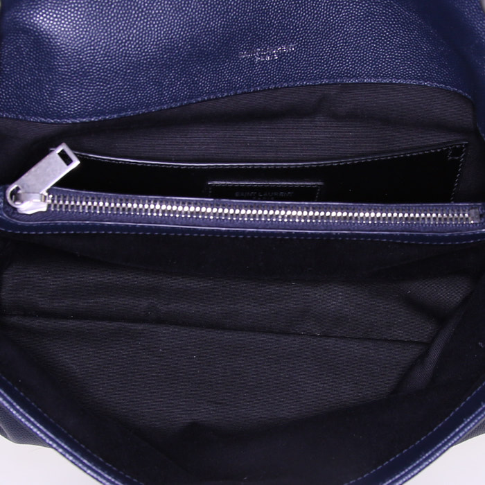Saint Laurent West Hollywood medium model shoulder bag in navy blue grained leather - Detail D2