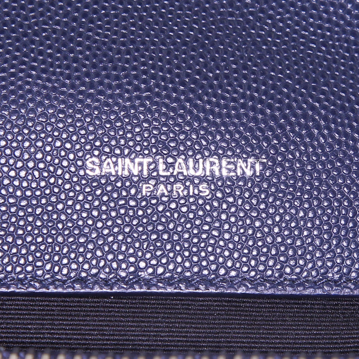 Saint Laurent West Hollywood medium model shoulder bag in navy blue grained leather - Detail D3