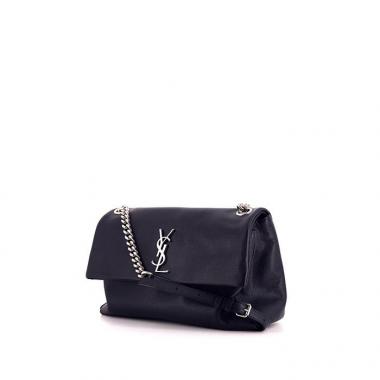 Bolso bandolera Saint Laurent West Hollywood modelo mediano en cuero granulado azul marino