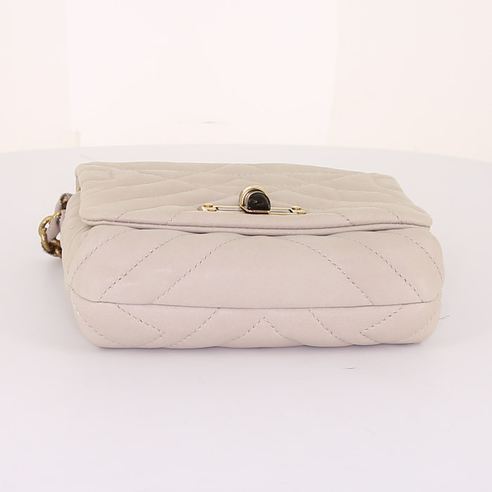 Bolso bandolera Lanvin Happy modelo pequeño en cuero acolchado con motivos de espigas beige - Detail D4