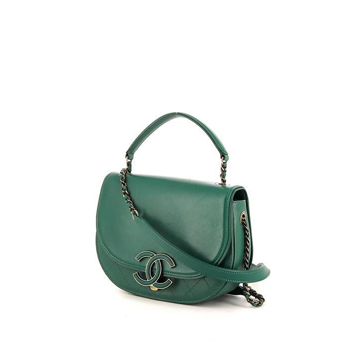 What Goes Around Comes Around Chanel Green Calfskin Coco Curve Flap Bag