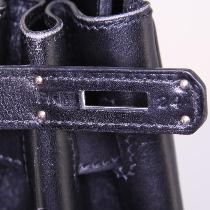 Bolso de mano Hermes Birkin 35 cm en cuero box negro - Detail D4