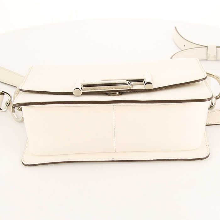 Sac bandoulière Tod's Double T en cuir blanc - Detail D4