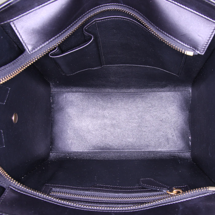 Sac à main Celine Luggage en cuir marron beige et noir - Detail D2