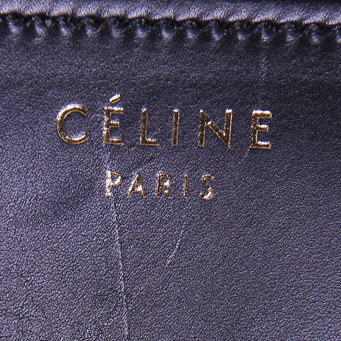 Celine Luggage handbag in brown, beige and black leather - Detail D3