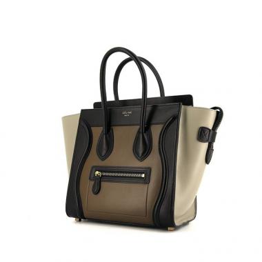 Celine Luggage handbag in brown, beige and black leather