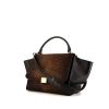 Celine Trapeze medium model bag in black leather and brown foal - 00pp thumbnail