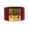 Bracelet Hermès Extrême en plaqué or et cuir rouge - 00pp thumbnail