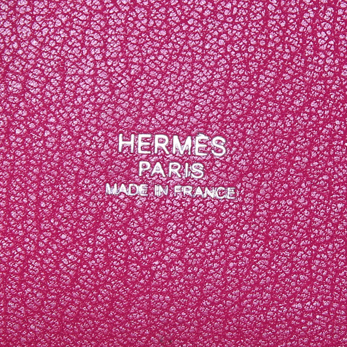 Bolso de mano Hermes Picotin modelo pequeño en cuero togo bicolor rosa y verde y junco verde - Detail D3