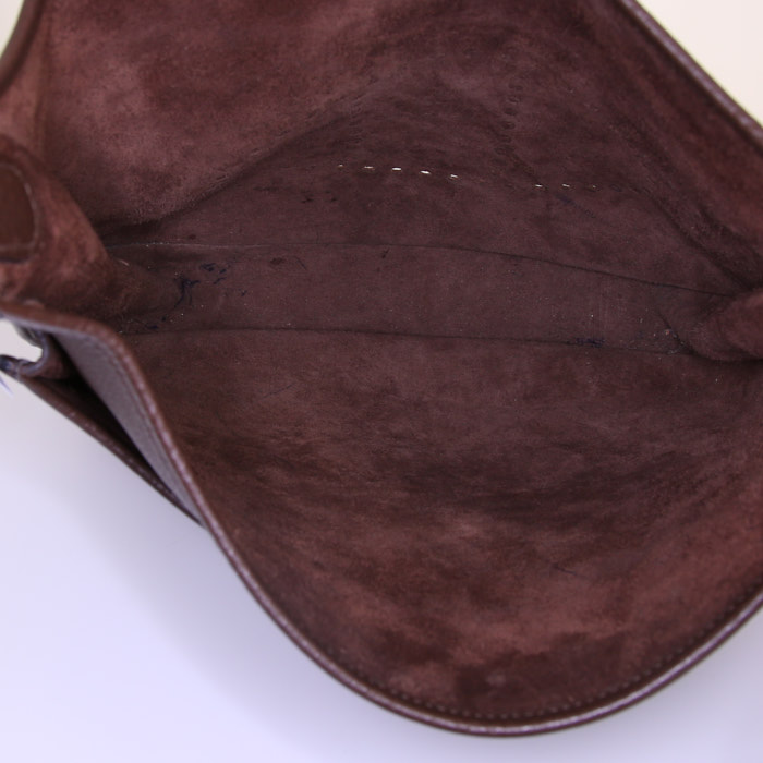 Hermes Evelyne medium model shoulder bag in brown togo leather - Detail D2