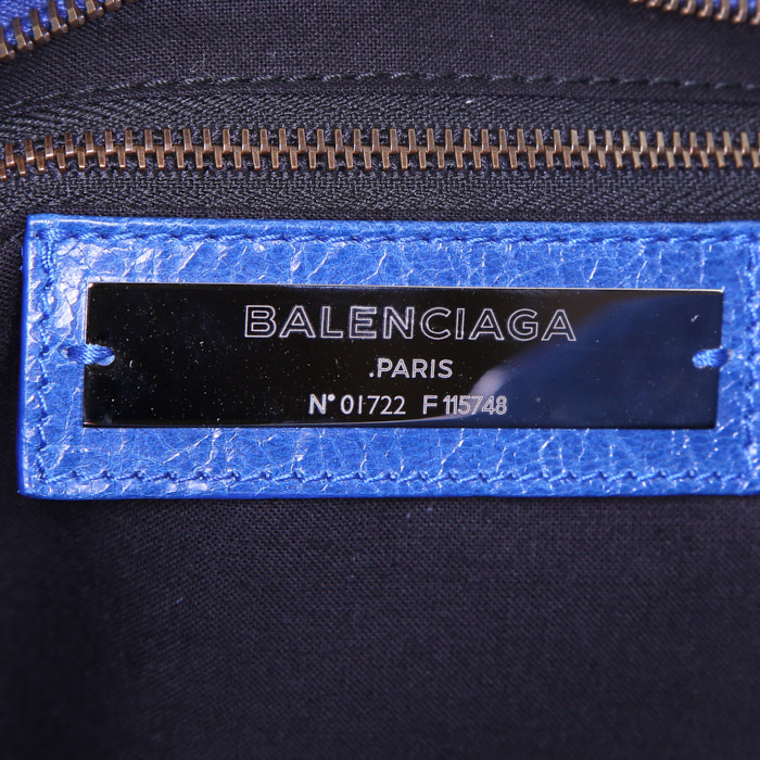 Balenciaga Classic City handbag in blue leather - Detail D4