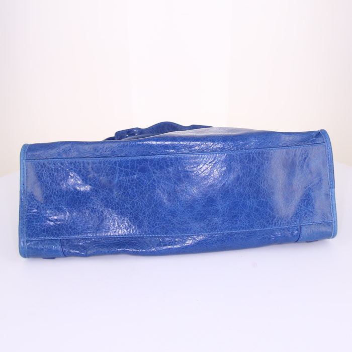Balenciaga Classic City handbag in blue leather - Detail D5