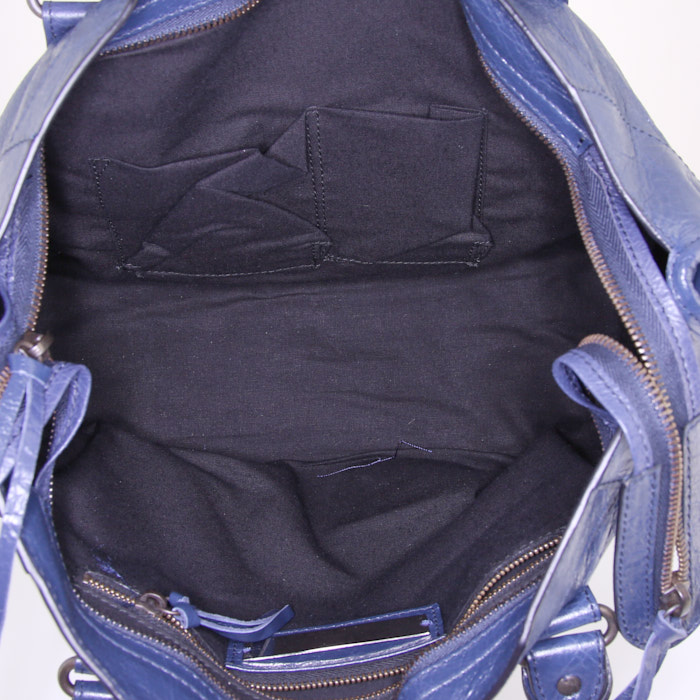 Sac à main Balenciaga Classic City en cuir bleu-marine - Detail D3